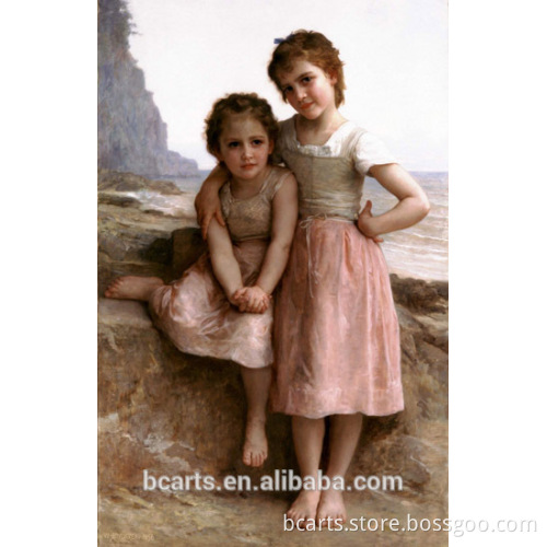 Two little cute girl famous painting by WilliamAdolphe Bouguereau